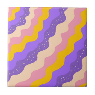 Azulejo De Cerâmica Abstrato de estribo celestial amarelo púrpura