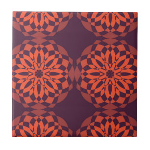 Azulejo De Cerâmica abstrato de flor de cor laranja, legal, único e t
