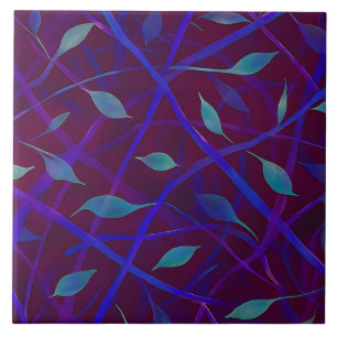 Azulejo De Cerâmica Abstrato de Folhagem de Joias Botânicas Escuras