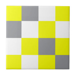 Azulejo De Cerâmica Abstrato de Geometria Funky Arte Amarela Cinza Bra