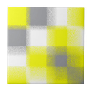 Azulejo De Cerâmica Abstrato de Geometria Funky Arte Amarela Cinza Bra