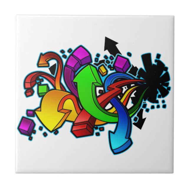 Azulejo De Cerâmica Abstrato de grafite (Frente)