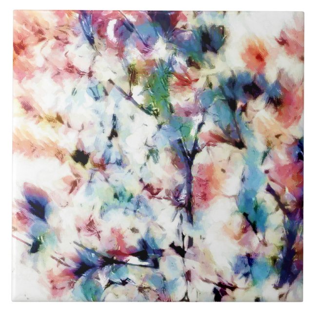 Azulejo De Cerâmica Abstrato de granito de mármore de pincel moderno (Frente)