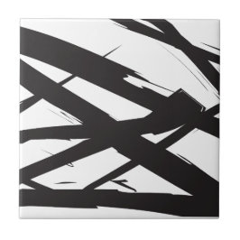 Azulejo De Cerâmica Abstrato de linha de arte branca e negra