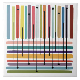 Azulejo De Cerâmica Abstrato de Linhas Simples Colorido