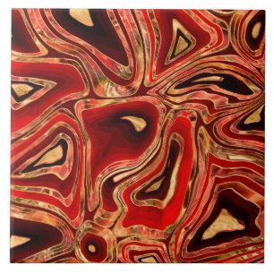 Azulejo De Cerâmica Abstrato de mármore líquido do Mahogany Red