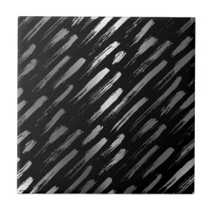 Azulejo De Cerâmica Abstrato de metal preto e prateado