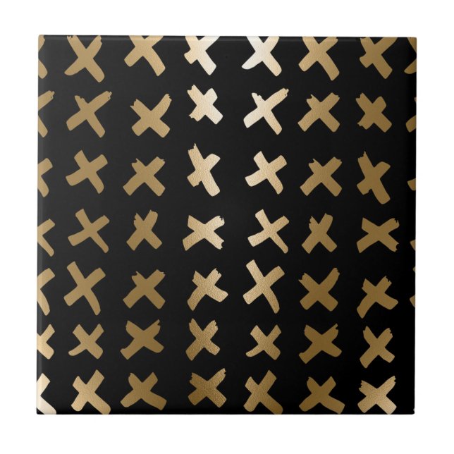 Azulejo De Cerâmica Abstrato de Ouro geométrico (Frente)