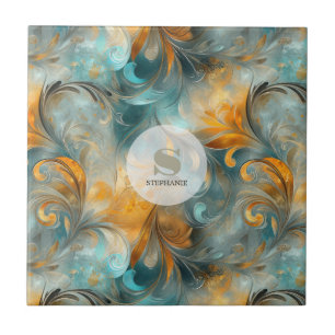 Azulejo De Cerâmica Abstrato de Paisley Metálico Russo - Inspirado na