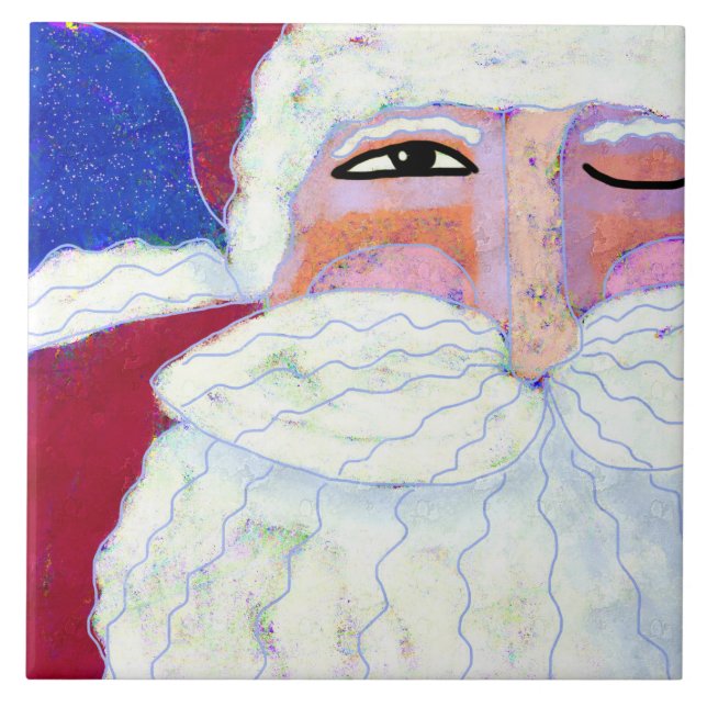 Azulejo De Cerâmica Abstrato de Papai noel (Frente)
