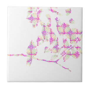 Azulejo De Cerâmica Abstrato de passarinho rosa