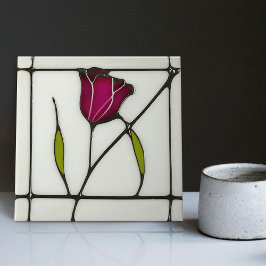Azulejo De Cerâmica Abstrato de Rosa vermelha de Arte Mackintosh