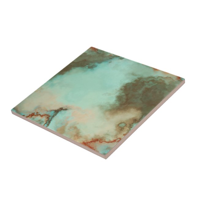 Azulejo De Cerâmica Abstrato de Turiquesa e Mármaco (Lateral)