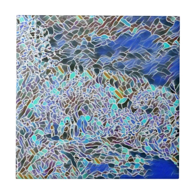 Azulejo De Cerâmica Abstrato de vidro de lavanda de blues (Frente)