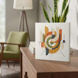 Azulejo De Cerâmica Abstrato Dinâmico Moderno de Meados do Século #2 I