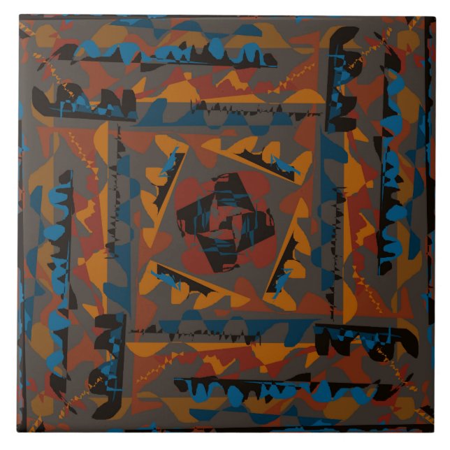 Azulejo De Cerâmica Abstrato do Estilo Sudoeste - Design de Marcha Est (Frente)