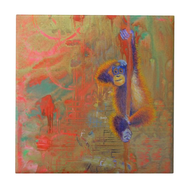 Azulejo De Cerâmica Abstrato do orangotango (Frente)