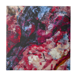 Azulejo De Cerâmica Abstrato do Red Agate Crystal Geode