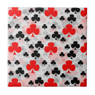 Azulejo De Cerâmica Abstrato do Red Black Clover Club - Padrão Design