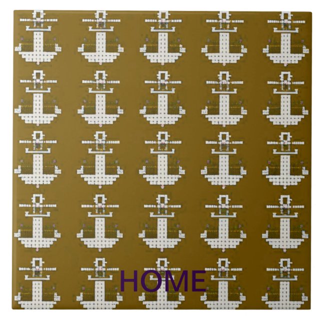 Azulejo De Cerâmica abstrato Dourado e branco (Frente)