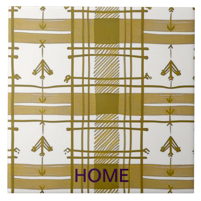 Azulejo De Cerâmica abstrato Dourado e branco (Frente)