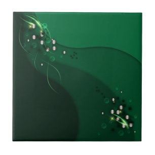 Azulejo De Cerâmica Abstrato Emerald Green Layout e Dourados ornamento