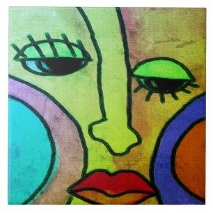 Azulejo De Cerâmica Abstrato face 1 pintura digital