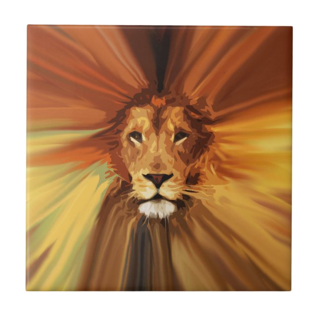 Azulejo De Cerâmica Abstrato Fierce Lion (Frente)