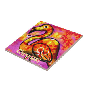 Azulejo De Cerâmica Abstrato Flamingo Bird Personalizado