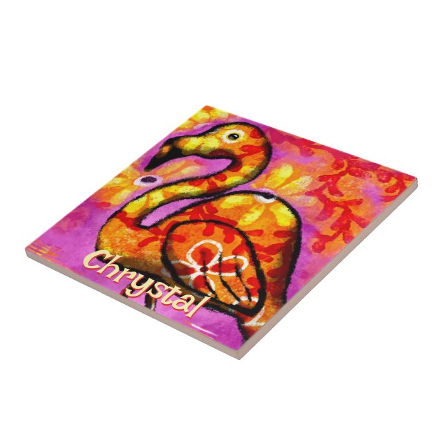 Azulejo De Cerâmica Abstrato Flamingo Bird Personalizado (Lateral)