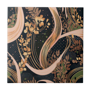 Azulejo De Cerâmica Abstrato floral, bolinhas, vinhas