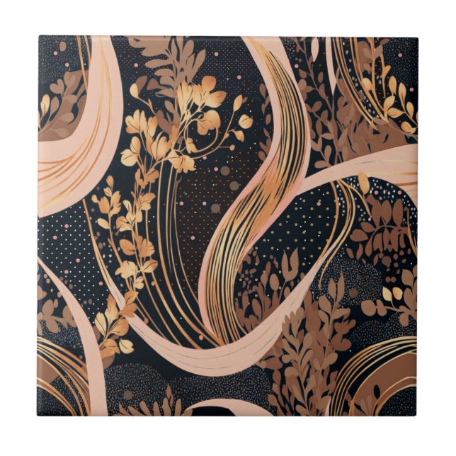 Azulejo De Cerâmica Abstrato floral, bolinhas, vinhas (Frente)