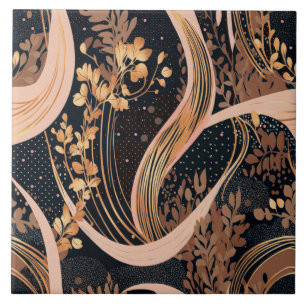 Azulejo De Cerâmica Abstrato floral, bolinhas, vinhas