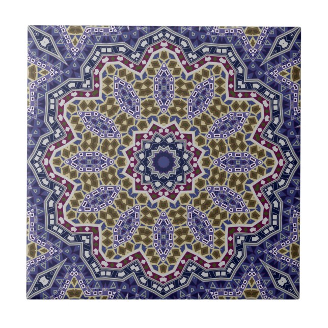 Azulejo De Cerâmica Abstrato folk mandala etno tradicional (Frente)