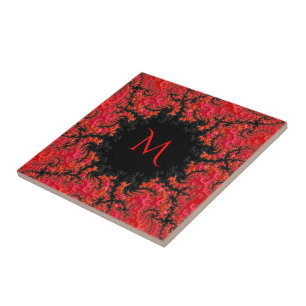 Azulejo De Cerâmica Abstrato Fractal Rico Dinastia Vermelha Anã Vermel