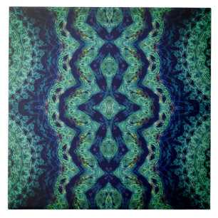 Azulejo De Cerâmica Abstrato Funky azul da cerceta rica