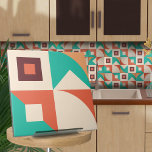 Azulejo De Cerâmica Abstrato geométrico Bauhaus N1<br><div class="desc">Azulejo geométrico de abstrato no estilo Bauhaus em turquesa,  vinho e paleta colorida siena queimada.</div>
