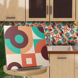Azulejo De Cerâmica Abstrato geométrico Bauhaus N6<br><div class="desc">Azulejo geométrico de abstrato no estilo Bauhaus em turquesa,  vinho e paleta colorida siena queimada.</div>