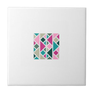 Azulejo De Cerâmica Abstrato geométrico de fuchsia turquoise