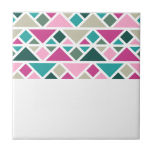 Azulejo De Cerâmica Abstrato geométrico de fuchsia turquoise
