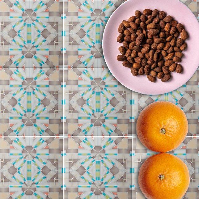 Azulejo De Cerâmica Abstrato Geométrico Espelho Castanho Beige Padrão  (Criador carregado)