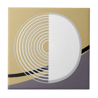 Azulejo De Cerâmica Abstrato Geométrico Moderno Branco, Amarelo e Cinz