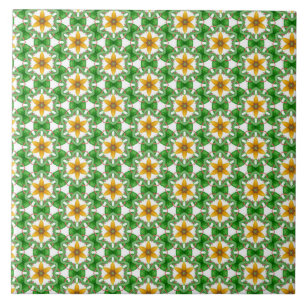 Azulejo De Cerâmica Abstrato Geométrico Verde Amarelo Moderno