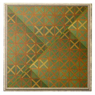 Azulejo De Cerâmica Abstrato Geométrico Verde e Azul