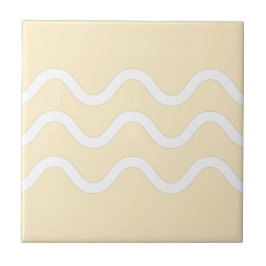 Azulejo De Cerâmica Abstrato Lake Waves Beige e White