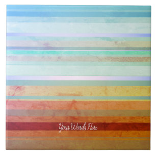 Azulejo De Cerâmica Abstrato Landscape Stripes e suas palavras