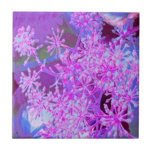 Azulejo De Cerâmica Abstrato Legal da Natureza em Rosa e Roxo