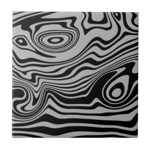 Azulejo De Cerâmica Abstrato - Linhas Pretas e Cinzas Adoridas - Perso