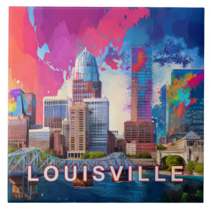 Azulejo De Cerâmica Abstrato Louisville Skyline Art Modern