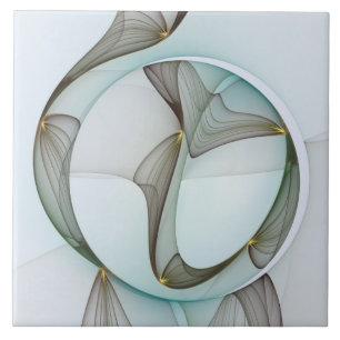 Azulejo De Cerâmica Abstrato Modern Turquoise Brown Dourada Elegância